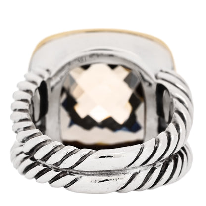 David Yurman Sterling Silver 18K Yellow Gold Diamond Smoky Quartz 11mm Albion Ring 54 7 4 of 5