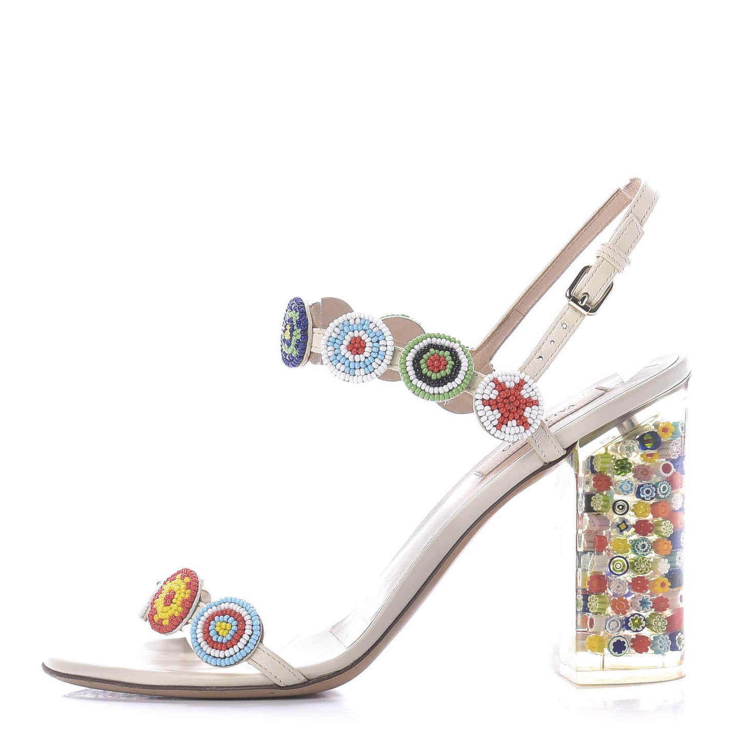 Nappa Beaded Medallion Sandals 37.5 White