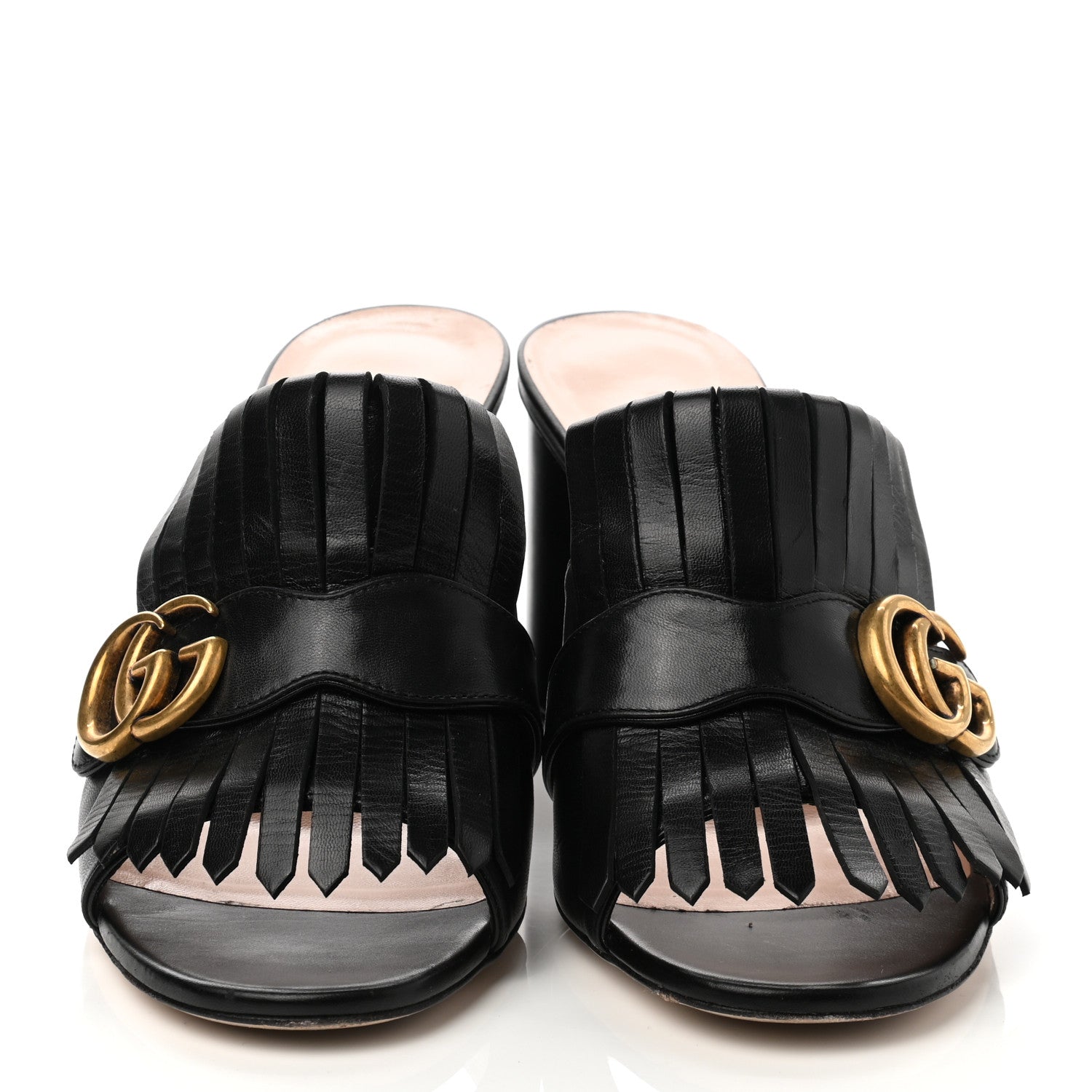 Gucci Malaga Kid GG Marmont Fringe 75mm Slide Sandals 39 Black 2 of 11