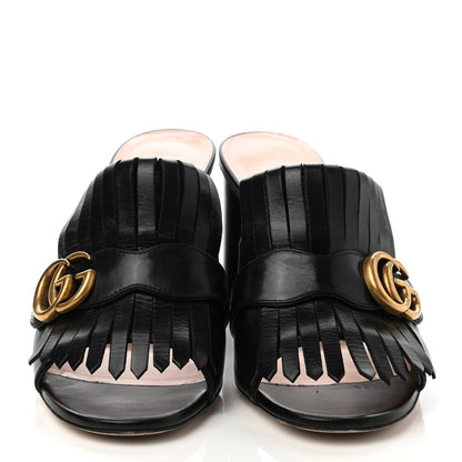 Gucci Malaga Kid GG Marmont Fringe 75mm Slide Sandals 39 Black 2 of 11