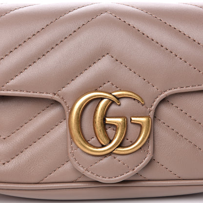 Gucci Calfskin Matelasse Super Mini GG Marmont Shoulder Bag Porcelain Rose 9 of 12