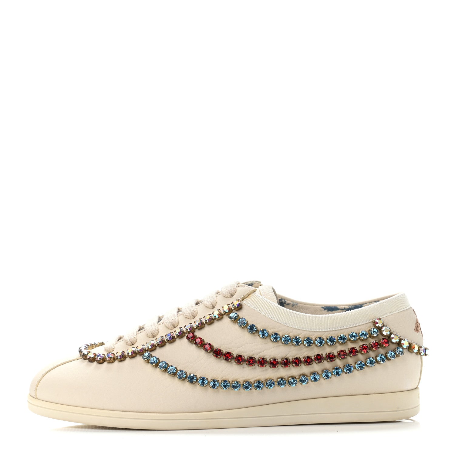 Gucci Calfskin Crystal Womens Falacer Sneakers 35 White 1 of 4