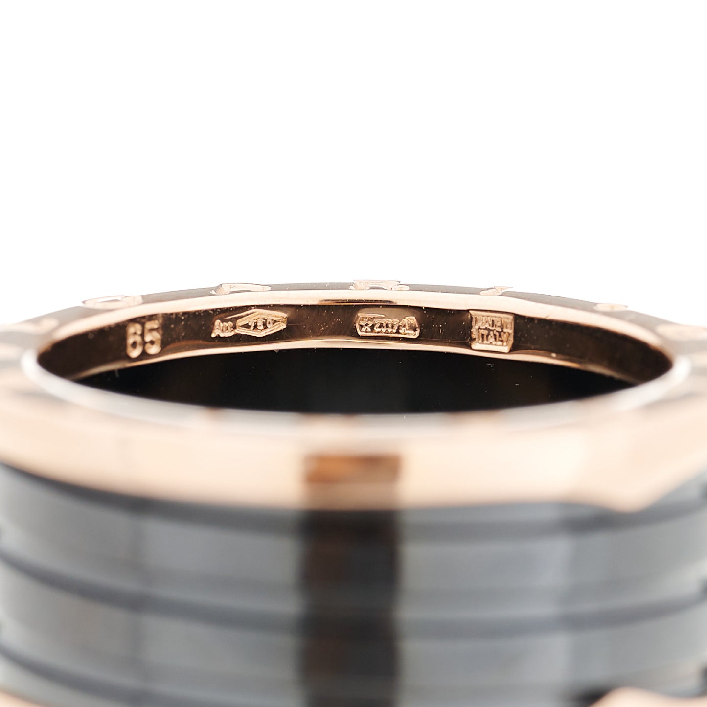 18K Rose Gold Black Ceramic B.Zero1 Four-Band Ring 65 11
