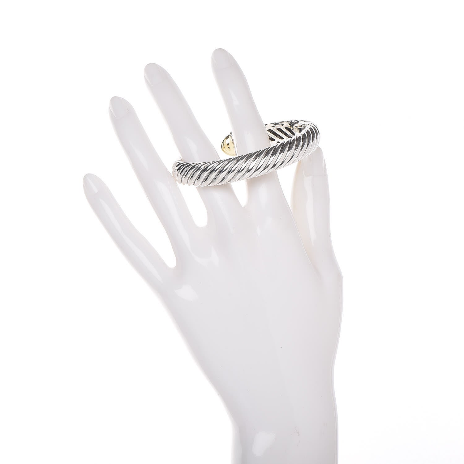 David Yurman Sterling Silver 18K Yellow Gold Diamond 10mm Waverly Bracelet 2 of 4