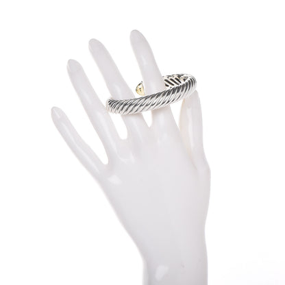 David Yurman Sterling Silver 18K Yellow Gold Diamond 10mm Waverly Bracelet 2 of 4