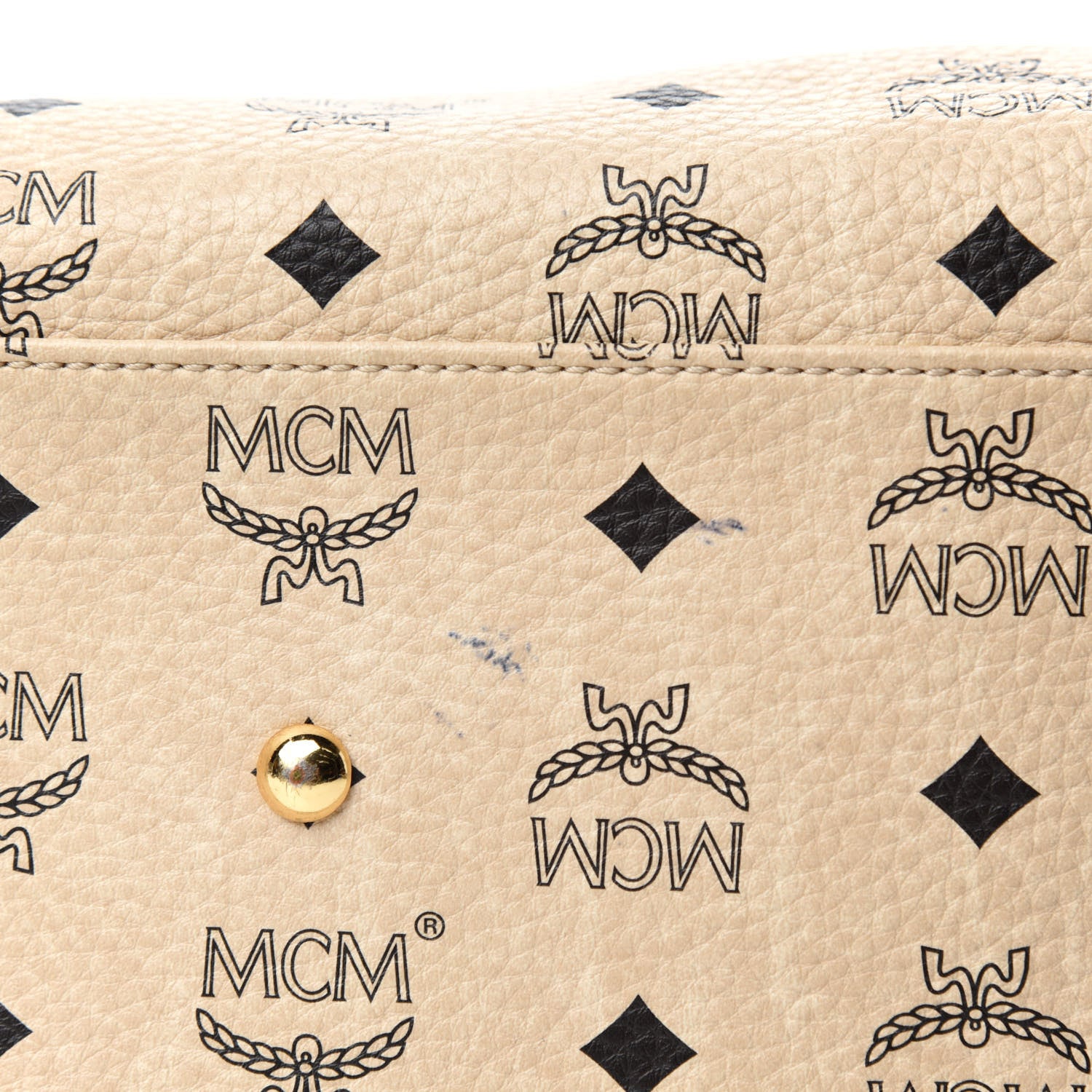 MCM Visetos Shopping Tote Beige Orange 9 of 13