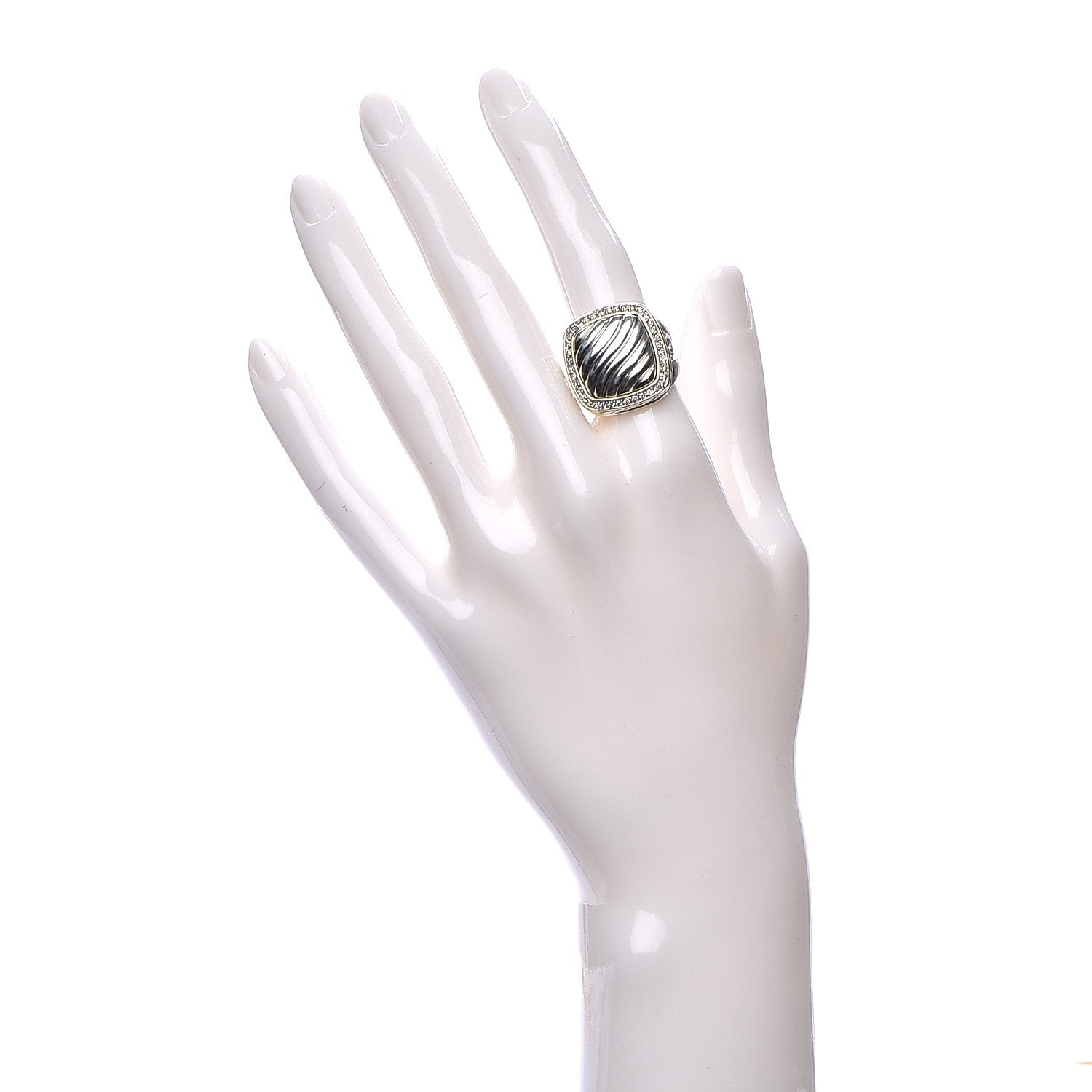 David Yurman Sterling Silver 18K Yellow Gold Diamond Albion Ring 5.75 2 of 6