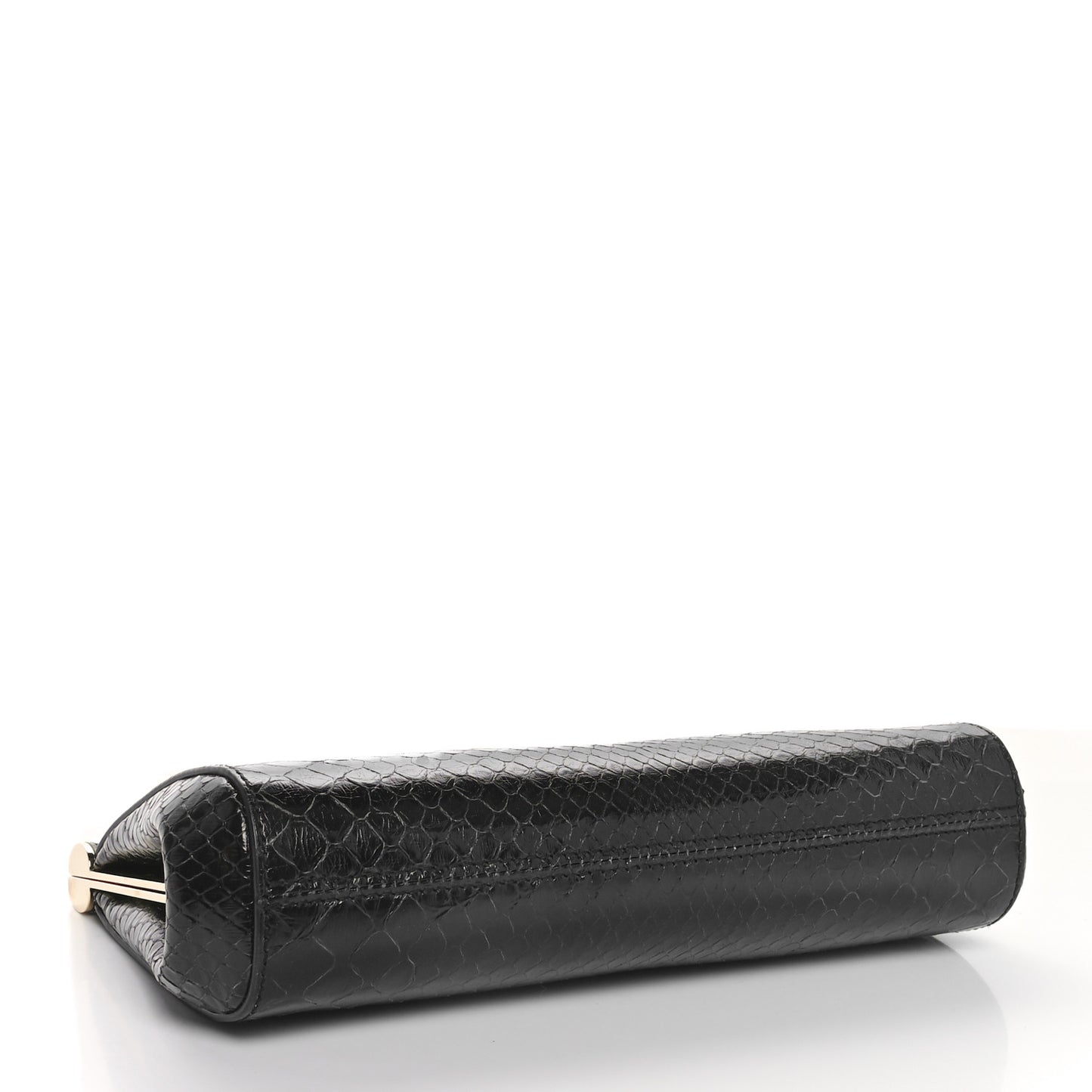Snakeskin Medium Marlene Chain Clutch Black