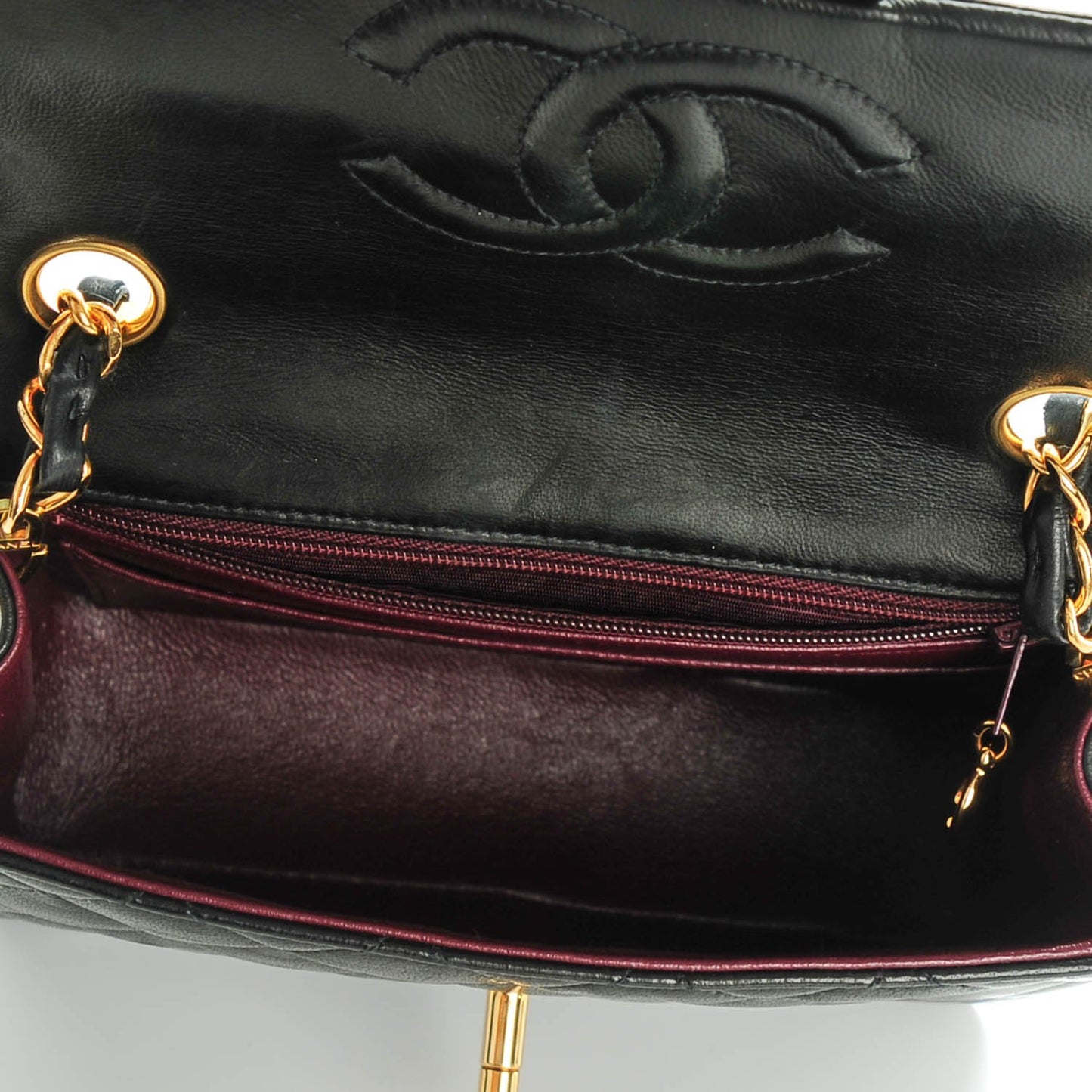 Lambskin Quilted Mini Square Flap Black