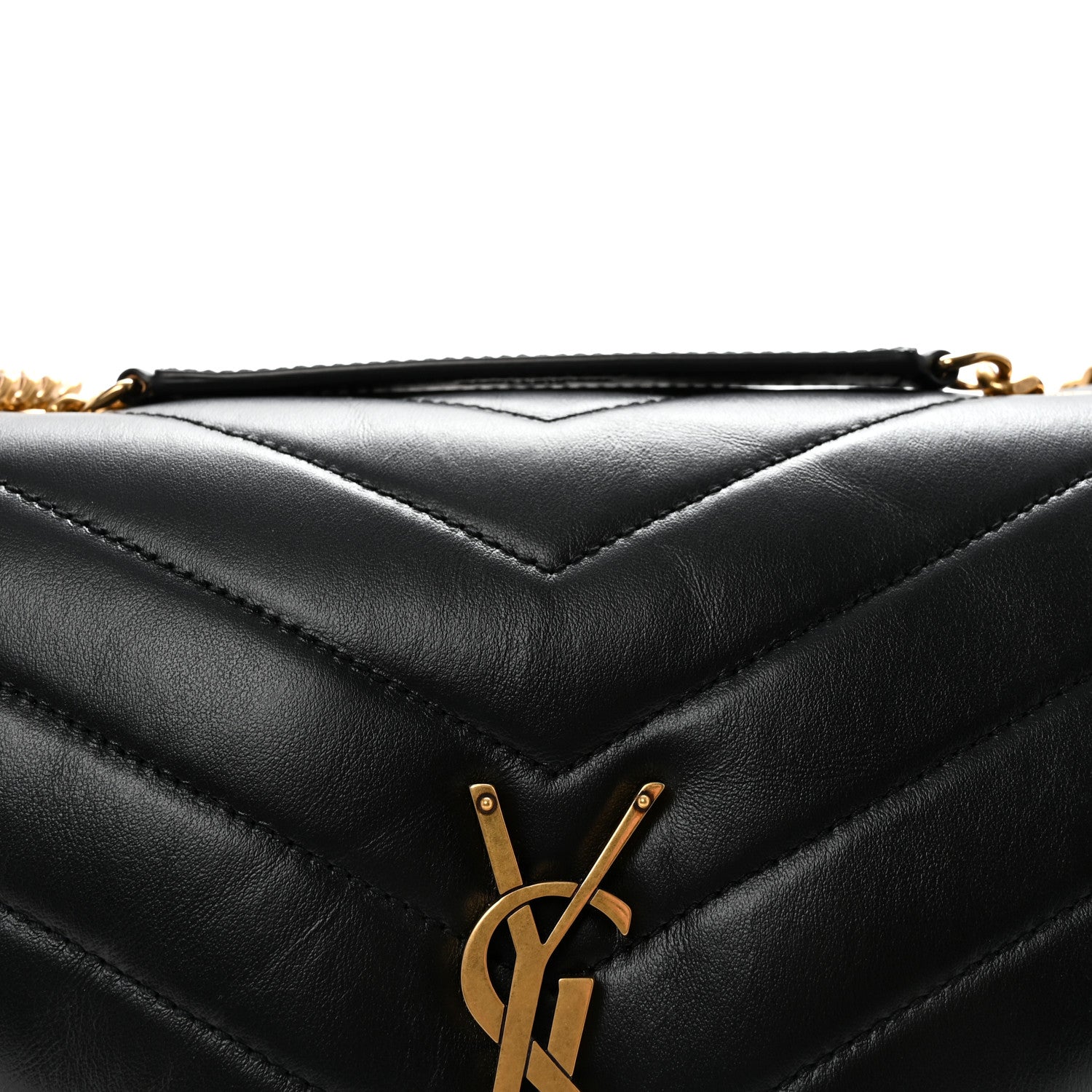 Saint Laurent Calfskin Y Quilted Monogram Medium Loulou Chain Satchel Black 7 of 9