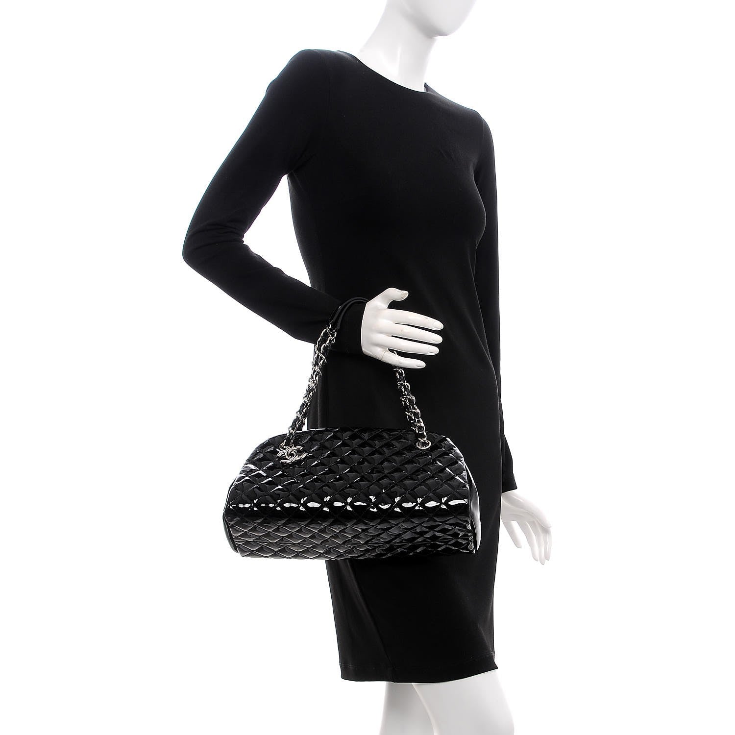 Chanel Patent Quilted Medium Just Mademoiselle Black 2 of 7