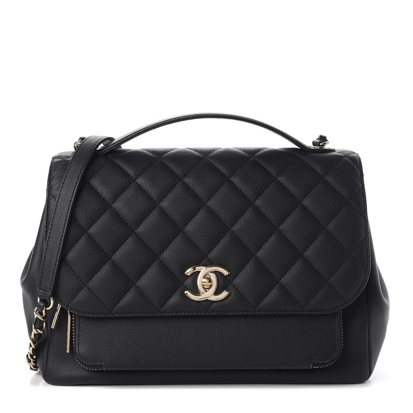 Caviar Quilted Large Business Affinity Flap Black