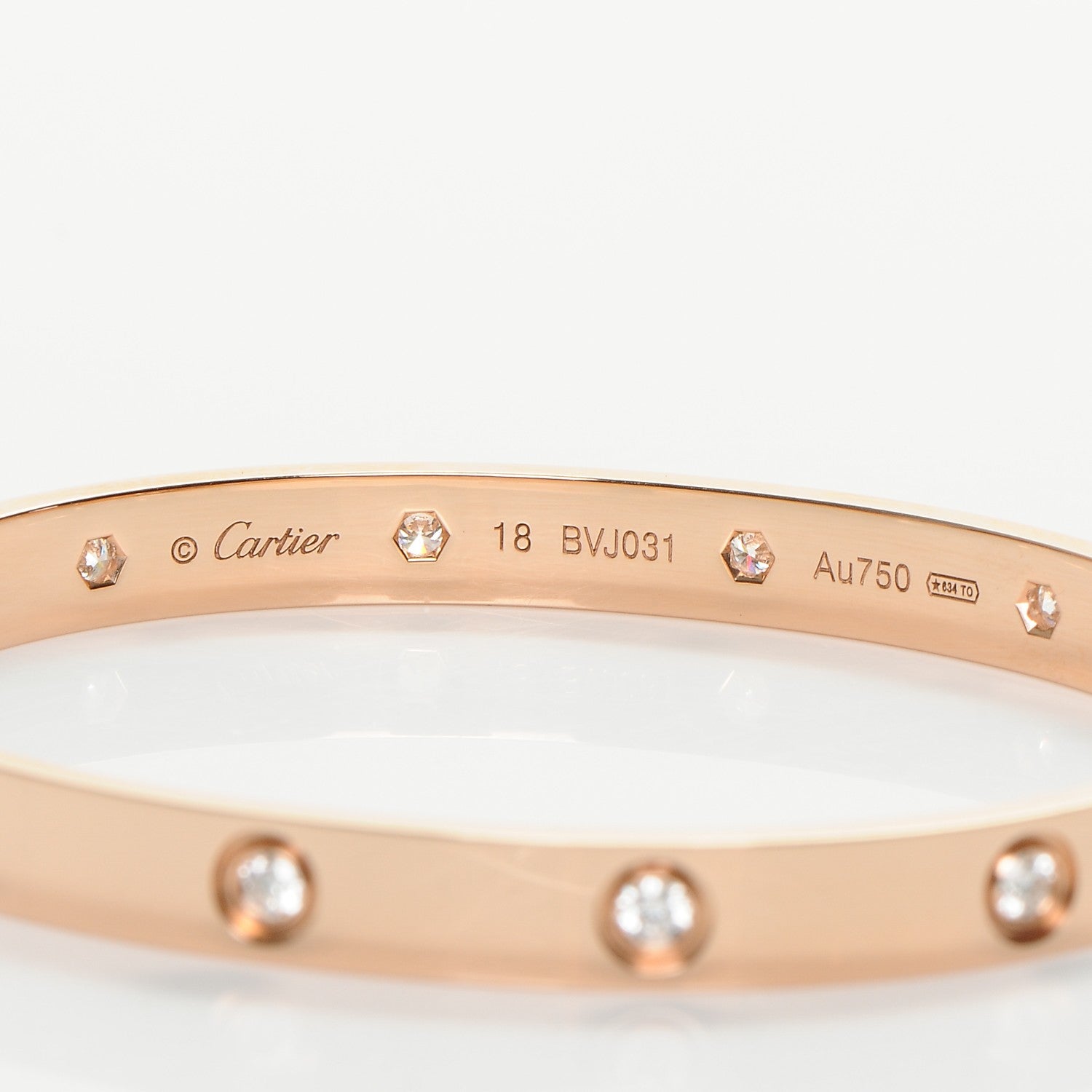 Cartier 18K Pink Gold 10 Diamond LOVE Bracelet 18 5 of 7