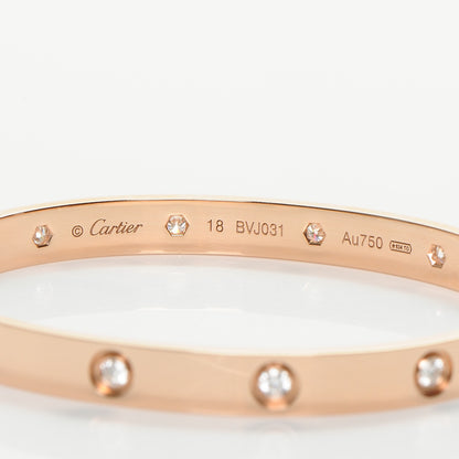 Cartier 18K Pink Gold 10 Diamond LOVE Bracelet 18 5 of 7