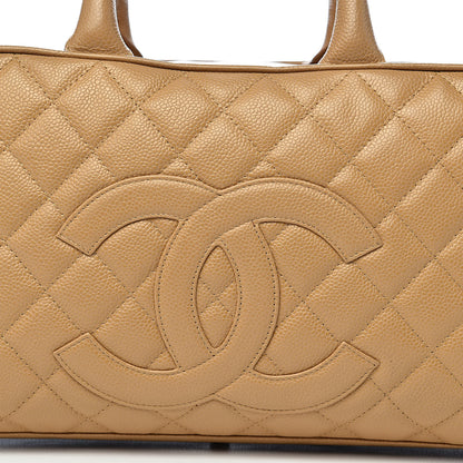 Chanel Caviar Quilted Large Bowler Bag Beige 19 of 19