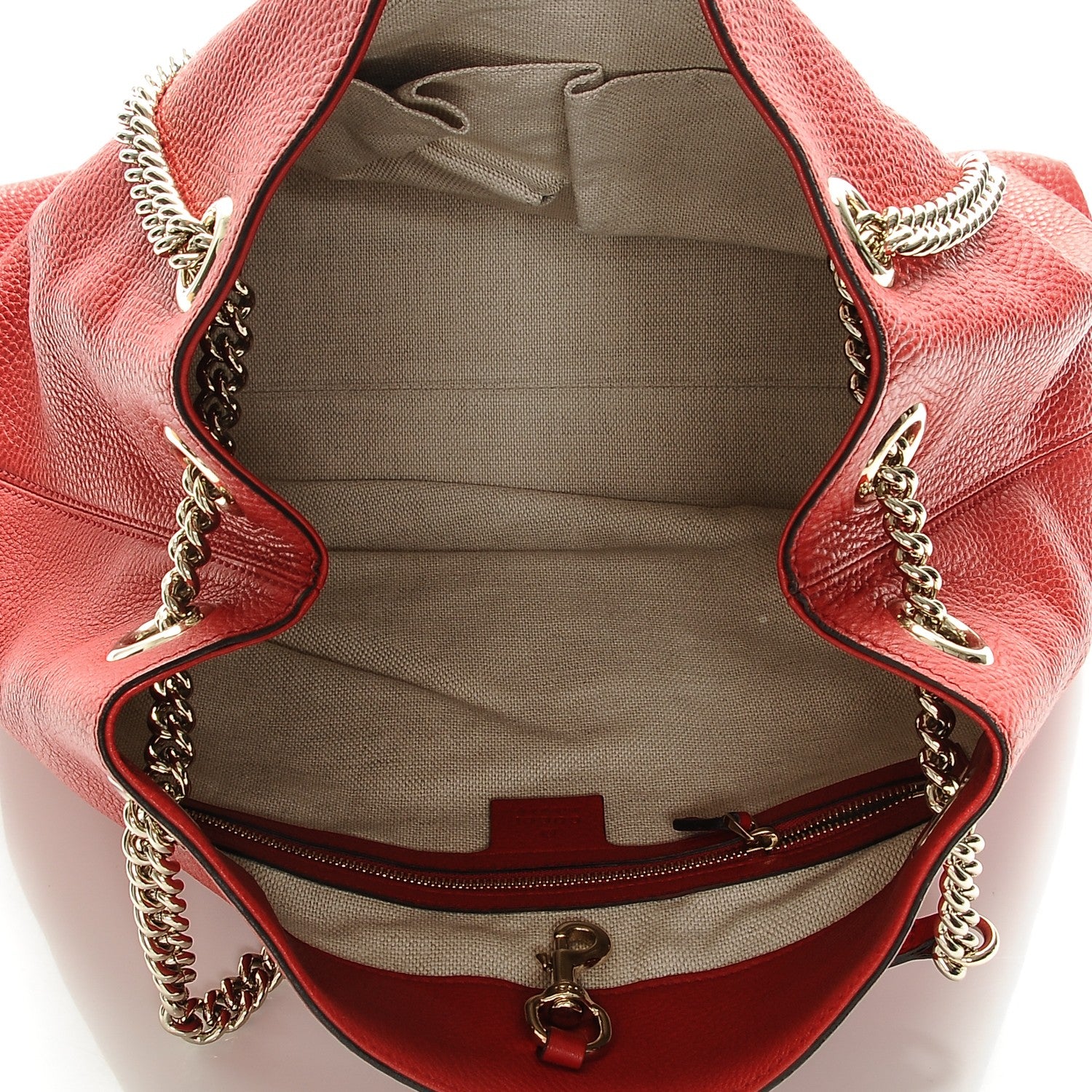 Gucci Pebbled Calfskin Medium Soho Chain Shoulder Bag Tabasco Red 5 of 6