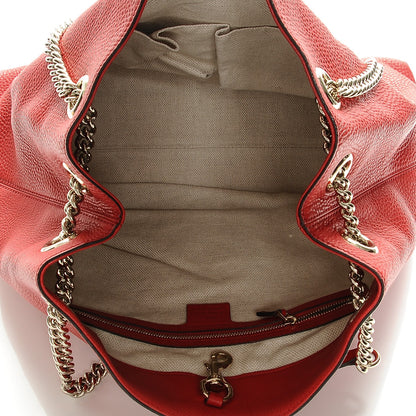 Gucci Pebbled Calfskin Medium Soho Chain Shoulder Bag Tabasco Red 5 of 6