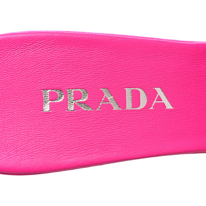 Prada Nappa Soft Padded Metal Triangle Logo 65mm Slide Sandals 39 Begonia Fluo 7 of 8