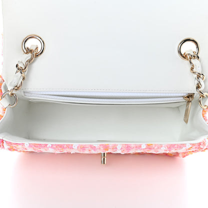 Chanel Tweed Braid Sequin Mini Flap White Pink Orange 4 of 4