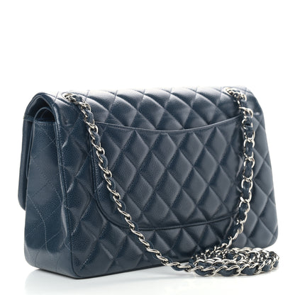 Chanel Caviar Quilted Jumbo Double Flap Navy Blue 3 of 12