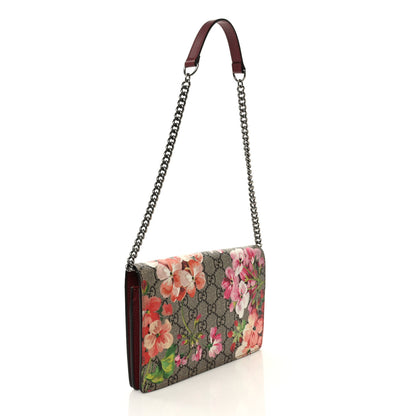 Gucci GG Supreme Monogram Blooms Chain Wallet Beige Multicolor Dry Rose 3 of 8