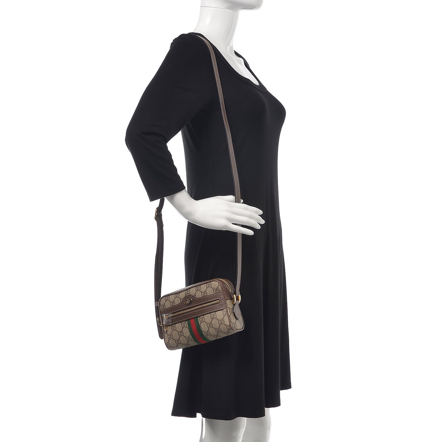 GG Supreme Monogram Web Mini Ophidia Shoulder Bag Brown