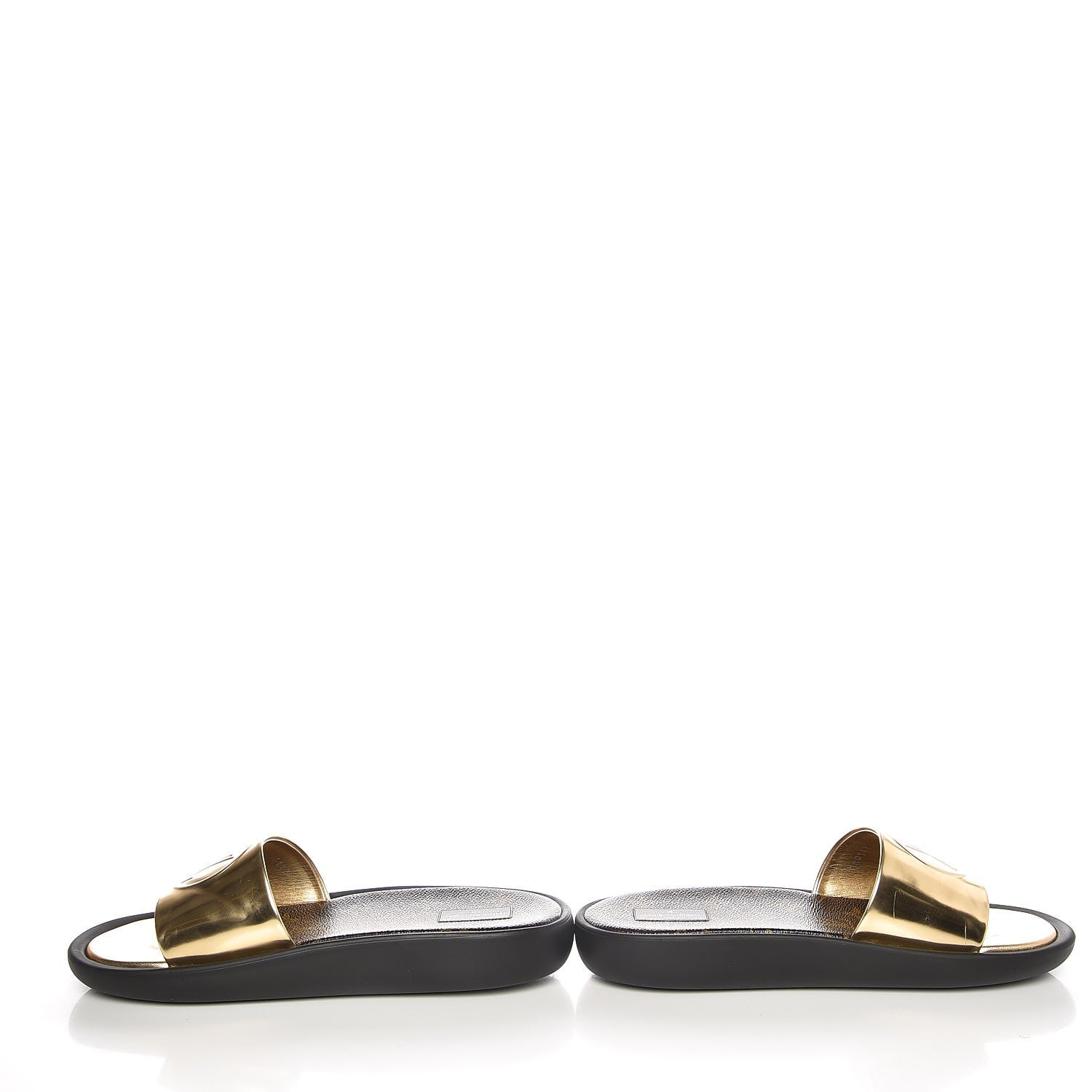 Louis Vuitton Calfskin Monogram Metallic Sunbath Slide Sandals 40 Gold 6 of 13