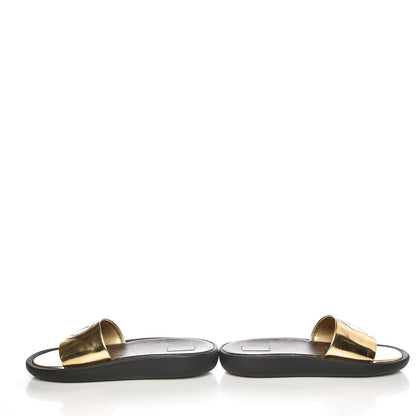 Louis Vuitton Calfskin Monogram Metallic Sunbath Slide Sandals 40 Gold 6 of 13