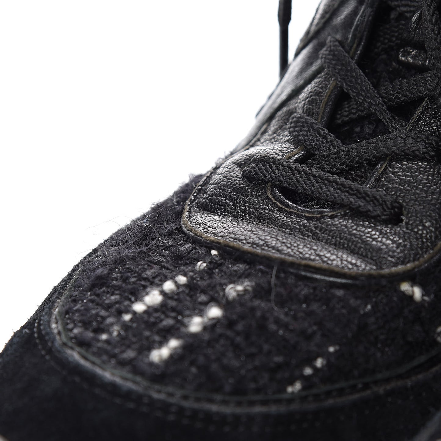 Suede Tweed Goatskin CC Sneakers 41.5 Black