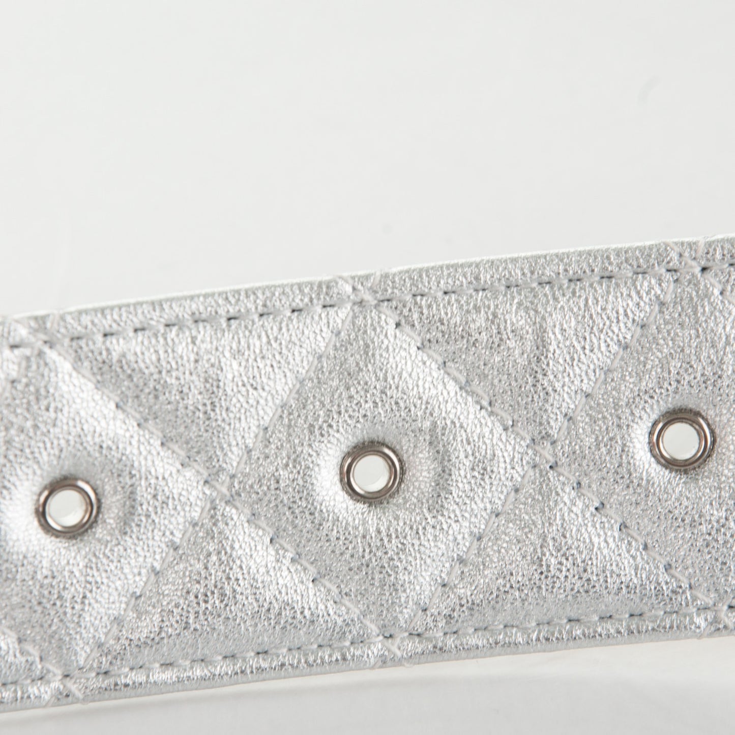 Metallic Lambskin Quilted CC Belt 85 34 Silver
