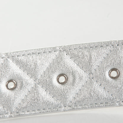 Chanel Metallic Lambskin Quilted CC Belt 85 34 Silver 3 of 7