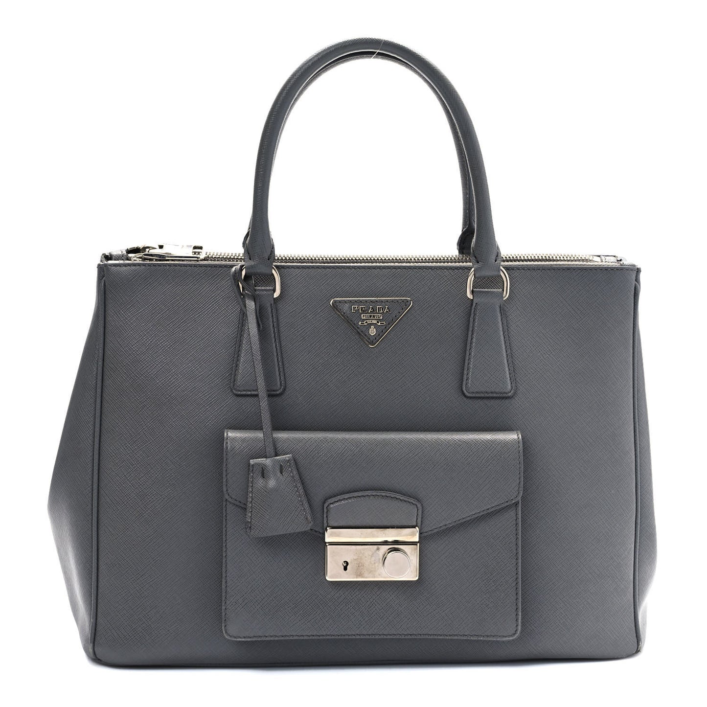 Saffiano Lux Galleria Front Pocket Tote Marmo