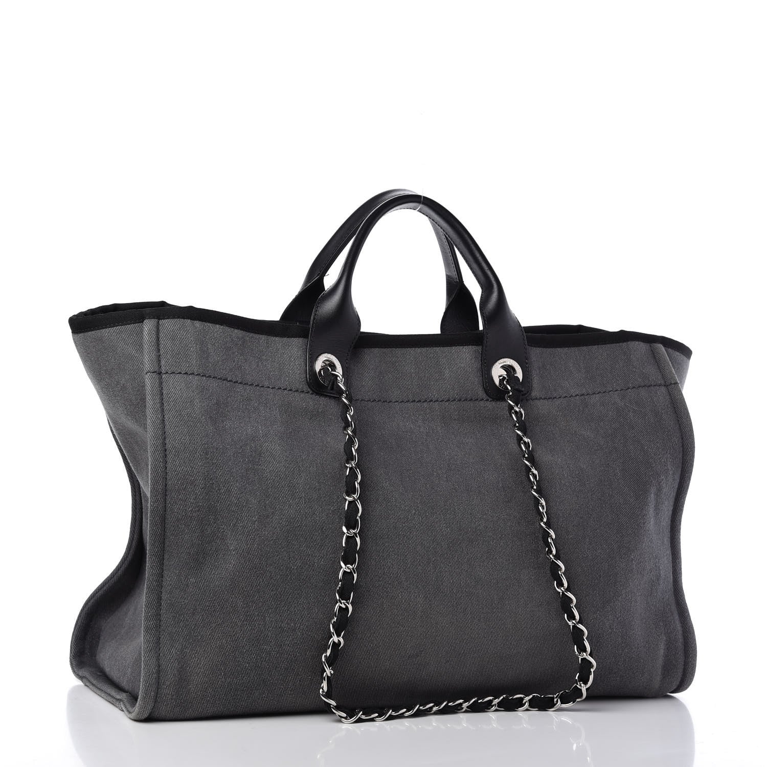Chanel Canvas Sequin Large Deauville Tote Charcoal 3 of 10