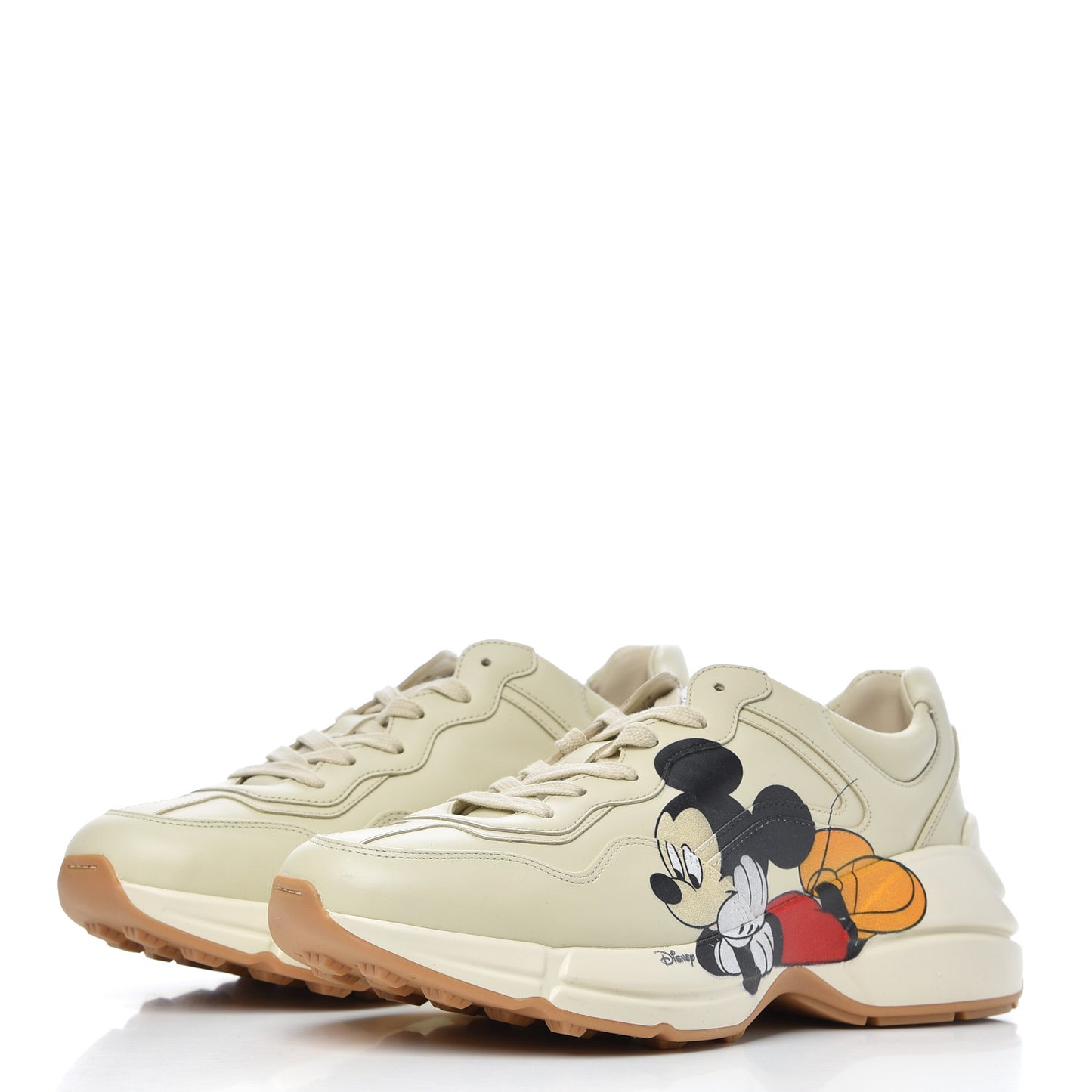 X DISNEY Calfskin Mickey Mouse Womens Rhyton Sneakers 39 Ivory