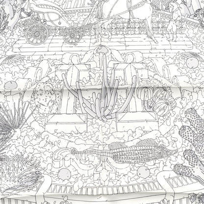Hermes Vintage Silk Ex Libris Atlantis Scarf 70 White Gris Mastic 3 of 5