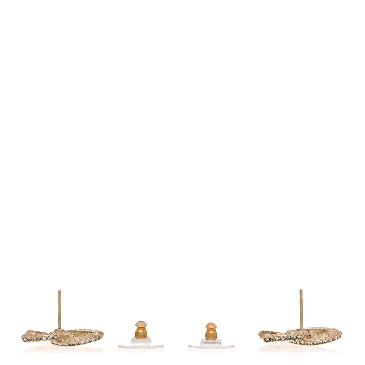 Chanel Crystal Timeless CC Earrings Light Gold 3 of 5