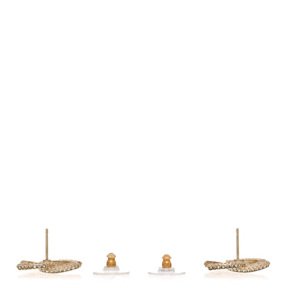 Chanel Crystal Timeless CC Earrings Light Gold 3 of 5