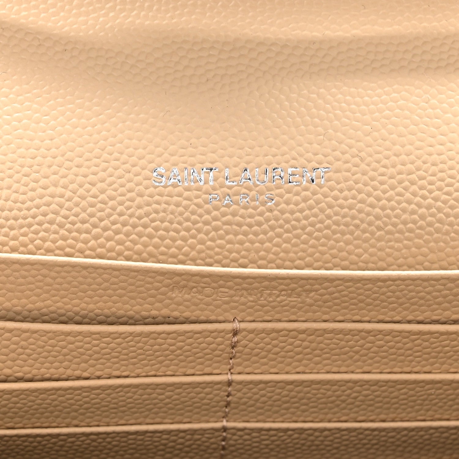 Saint Laurent Grain De Poudre Matelasse Chevron Monogram Chain Wallet Nude Powder 6 of 10