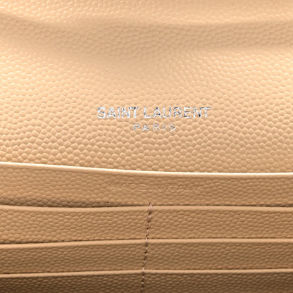 Saint Laurent Grain De Poudre Matelasse Chevron Monogram Chain Wallet Nude Powder 6 of 10