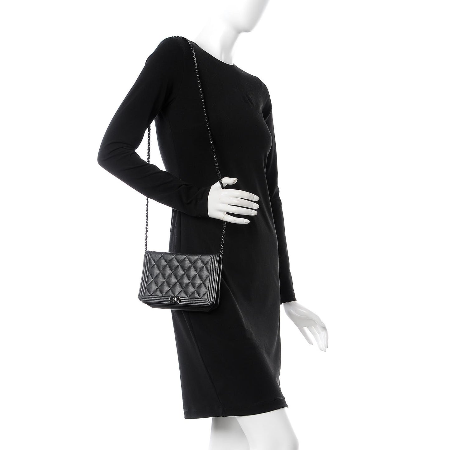 Caviar Quilted Boy Wallet On Chain WOC So Black
