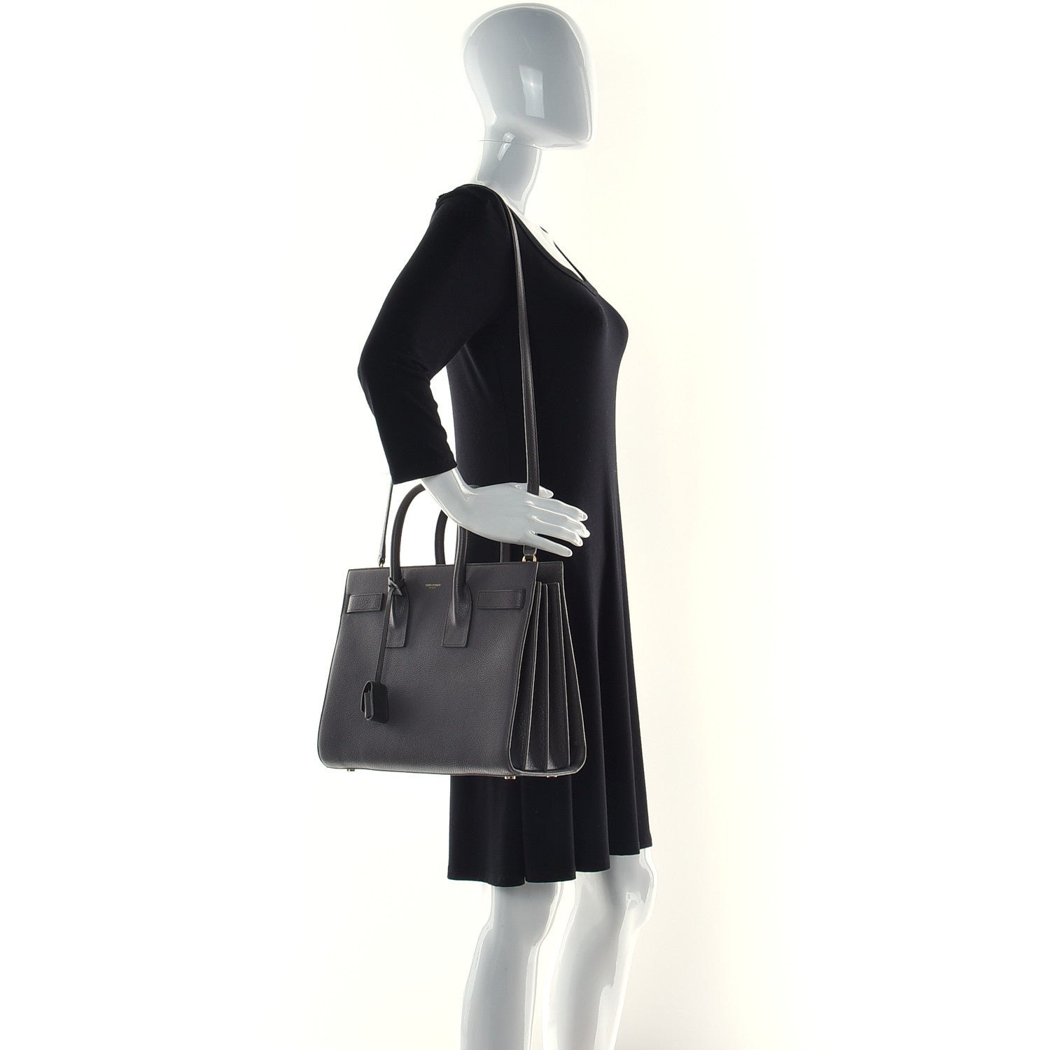 Saint Laurent Grained Calfskin Small Sac De Jour Fog 3 of 12