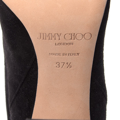 Jimmy Choo Suede Mysen 100 Open Toe Boots 37.5 Black 9 of 10