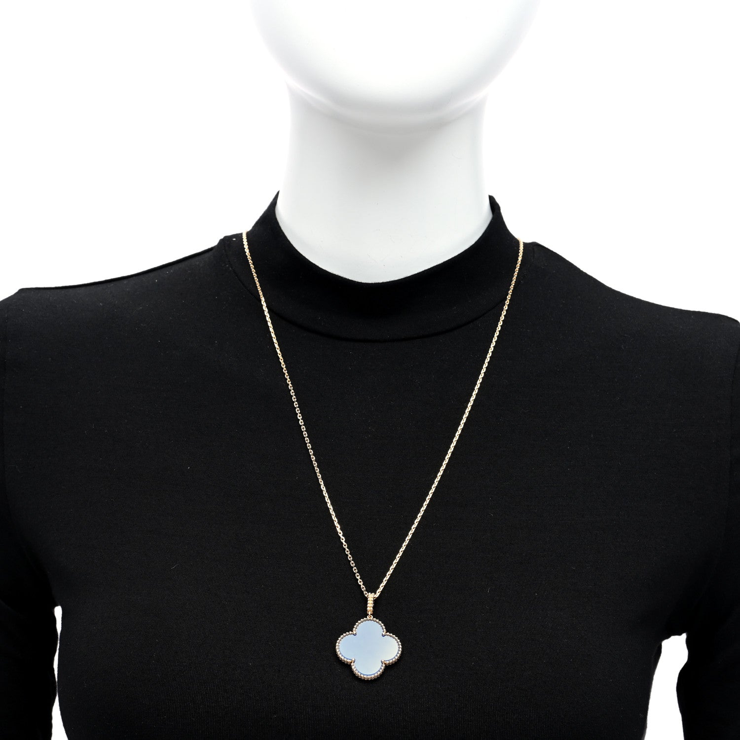 Van Cleef & Arpels 18K Yellow Gold Blue Agate Magic Alhambra Long Necklace 2 of 5