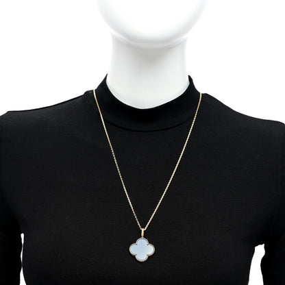 Van Cleef & Arpels 18K Yellow Gold Blue Agate Magic Alhambra Long Necklace 2 of 5