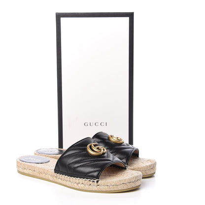 Gucci Nappa Matelasse GG Marmont Espadrille Slide Sandals 40.5 Black 12 of 12