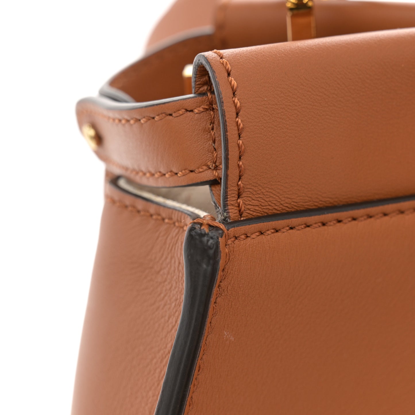 Vitello Seta Canvas FF Embroidered Mini Peekaboo Iconic Satchel Brandy Grezzo