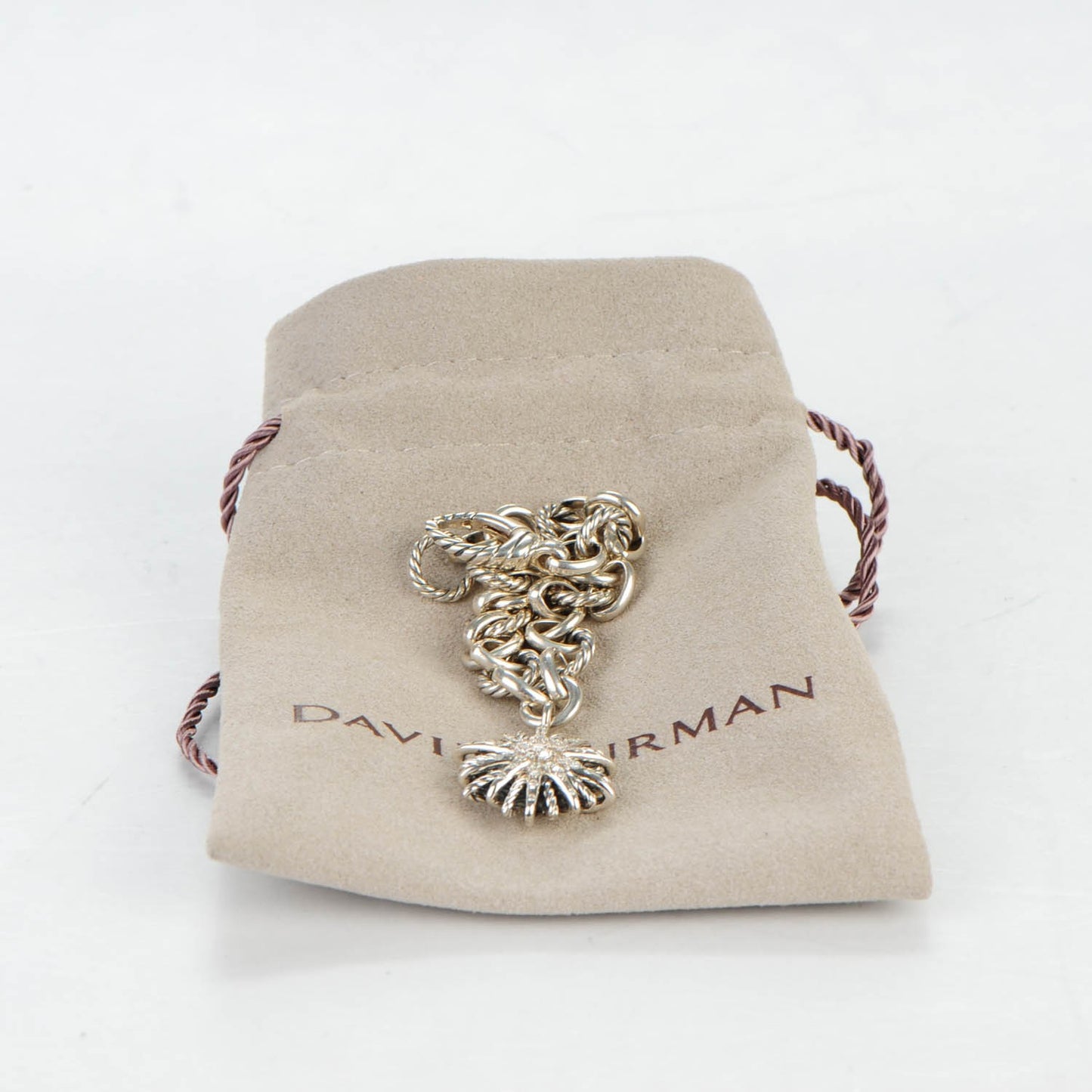 Sterling Silver Diamond 20mm Starburst Charm Bracelet