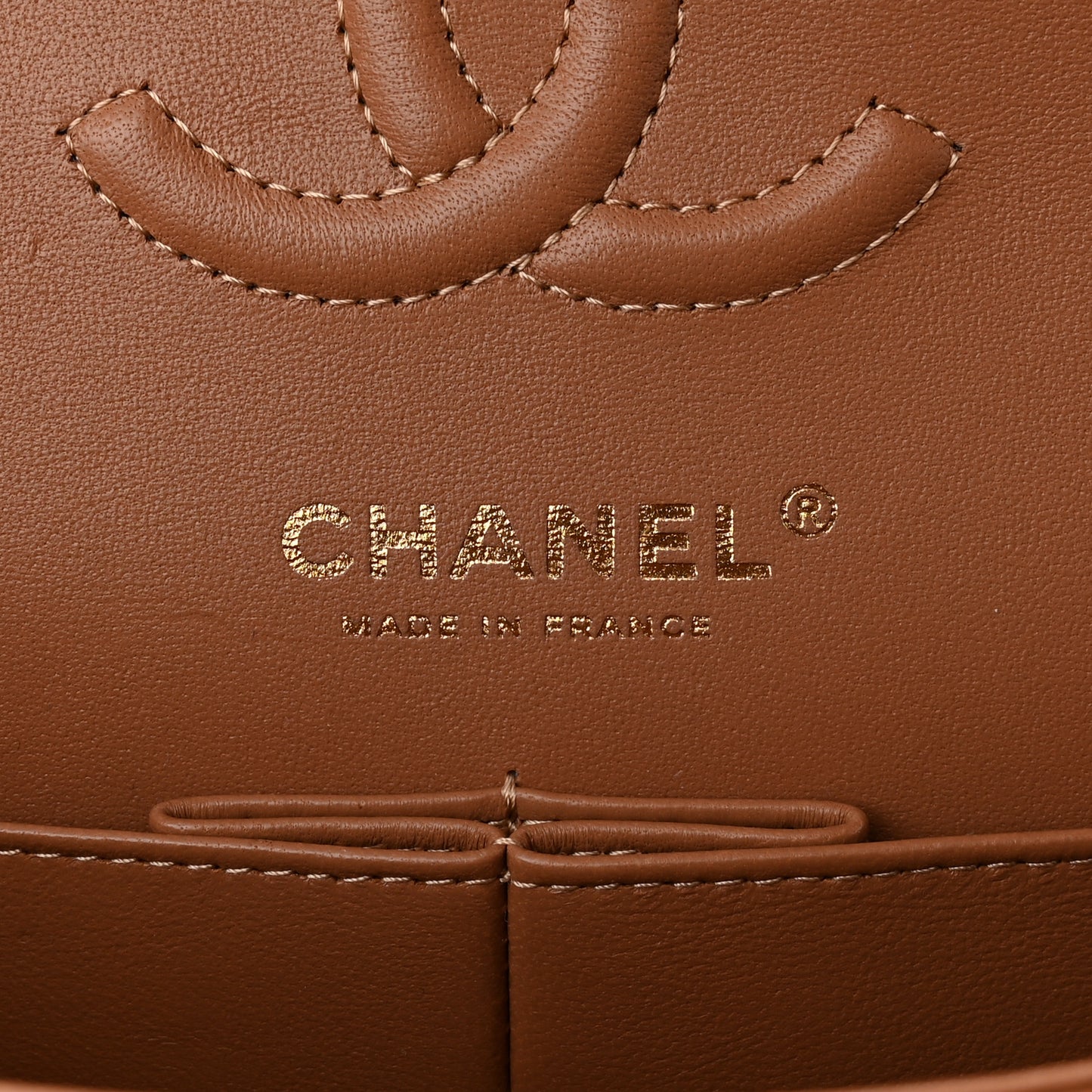 Lambskin Quilted Small Double Flap Brown