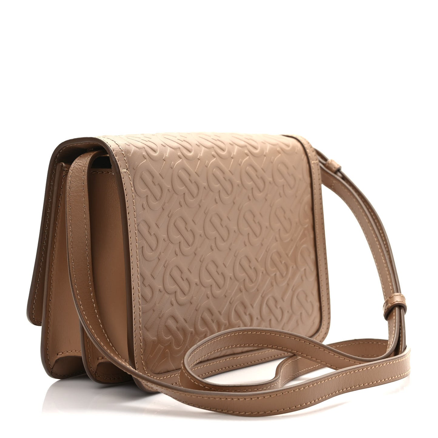 Calfskin Monogram Embossed Small TB Bag Light Camel