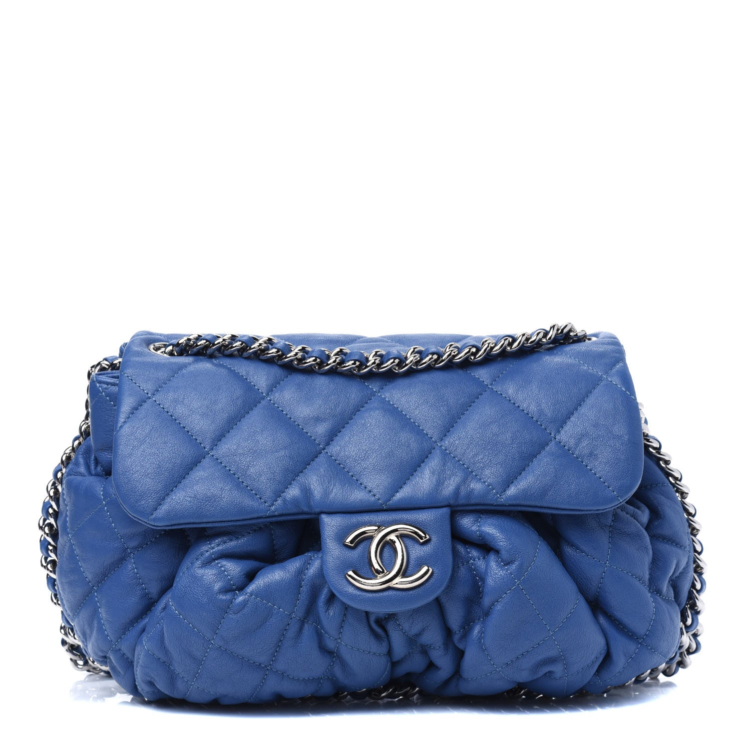 Chanel Washed Lambskin Quilted Medium Chain Around Messenger Blue 1 of 33